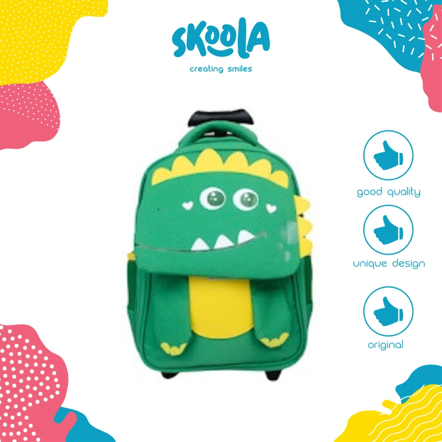 Skoola Tas Sekolah Anak Laki - Laki TK SD Trolly Ransel Dinosaurus - Maru