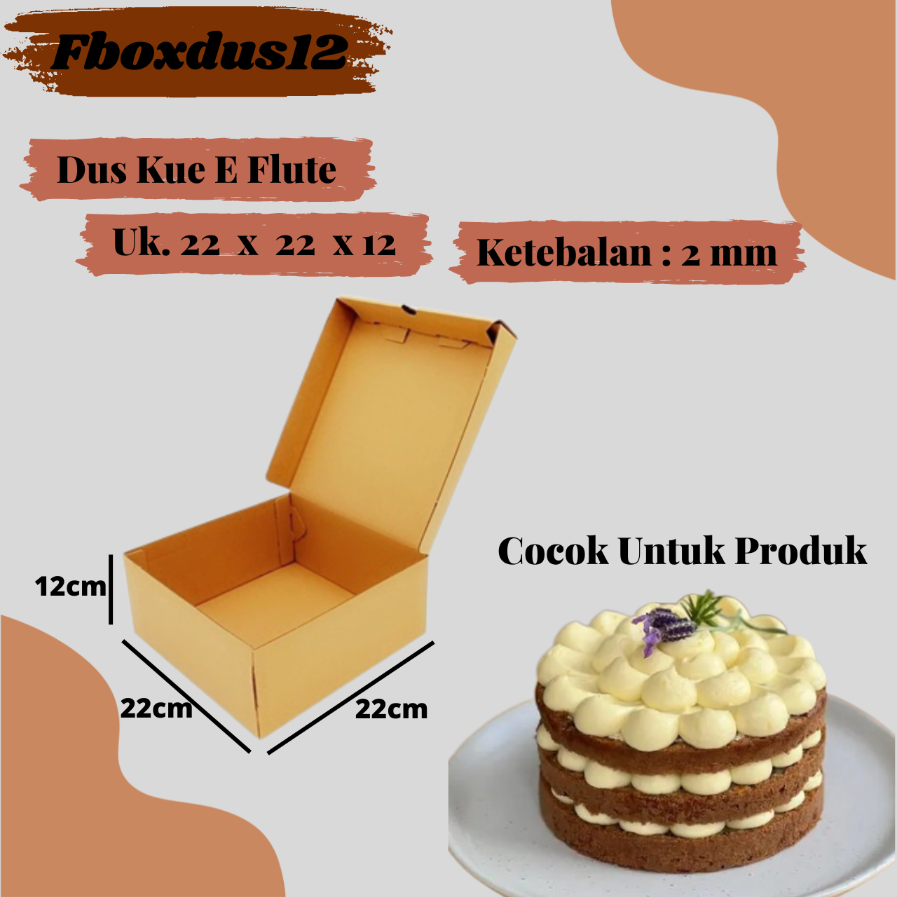 

Kotak / Dus / Boks Kue Bolu Donat Puding Baju Ecer 22x22x12cm ( MINIMAL ORDER 10 PCS )