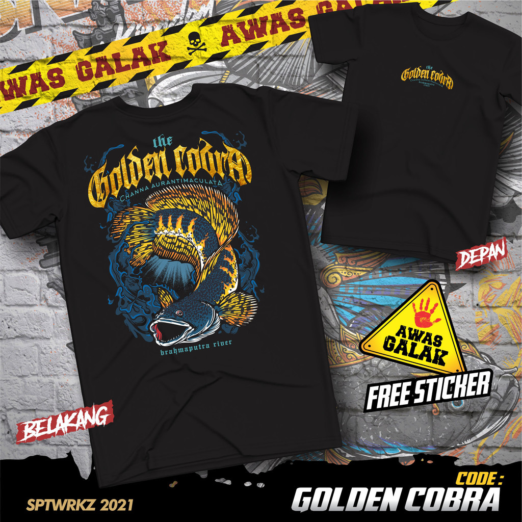 GOLDEN COBRA/KAOS IKAN CHANNA GOLDEN COBRA/TSHIRT CHANNA AURANTIMACULATA/CHANNA TSHIRT DESAIN TERBAR