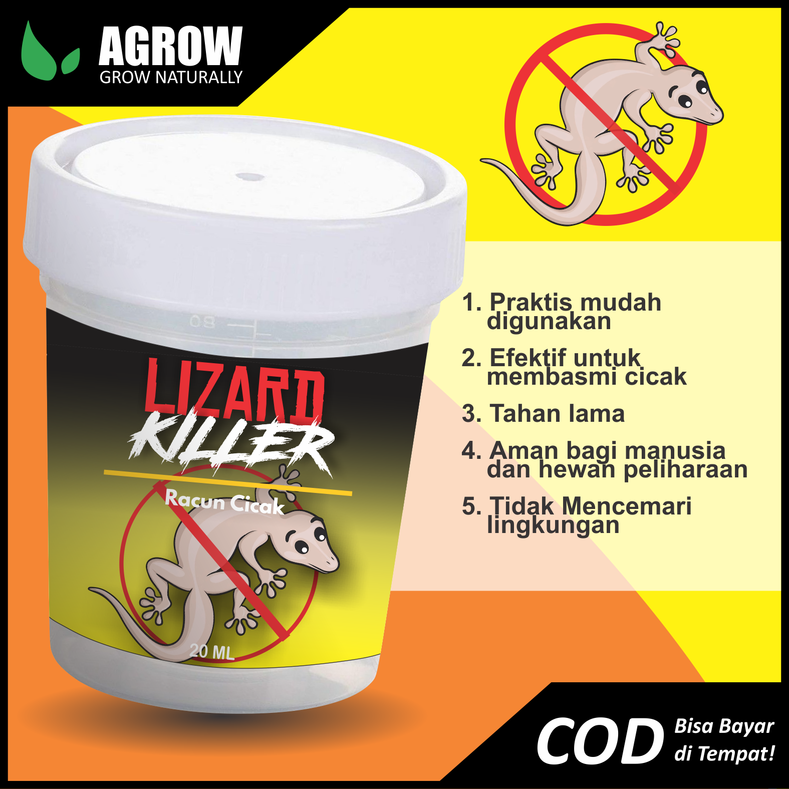 Racun Cicak Herbal Lizard Killer Racak Ampuh Pembasmi Cicak 20 Gram