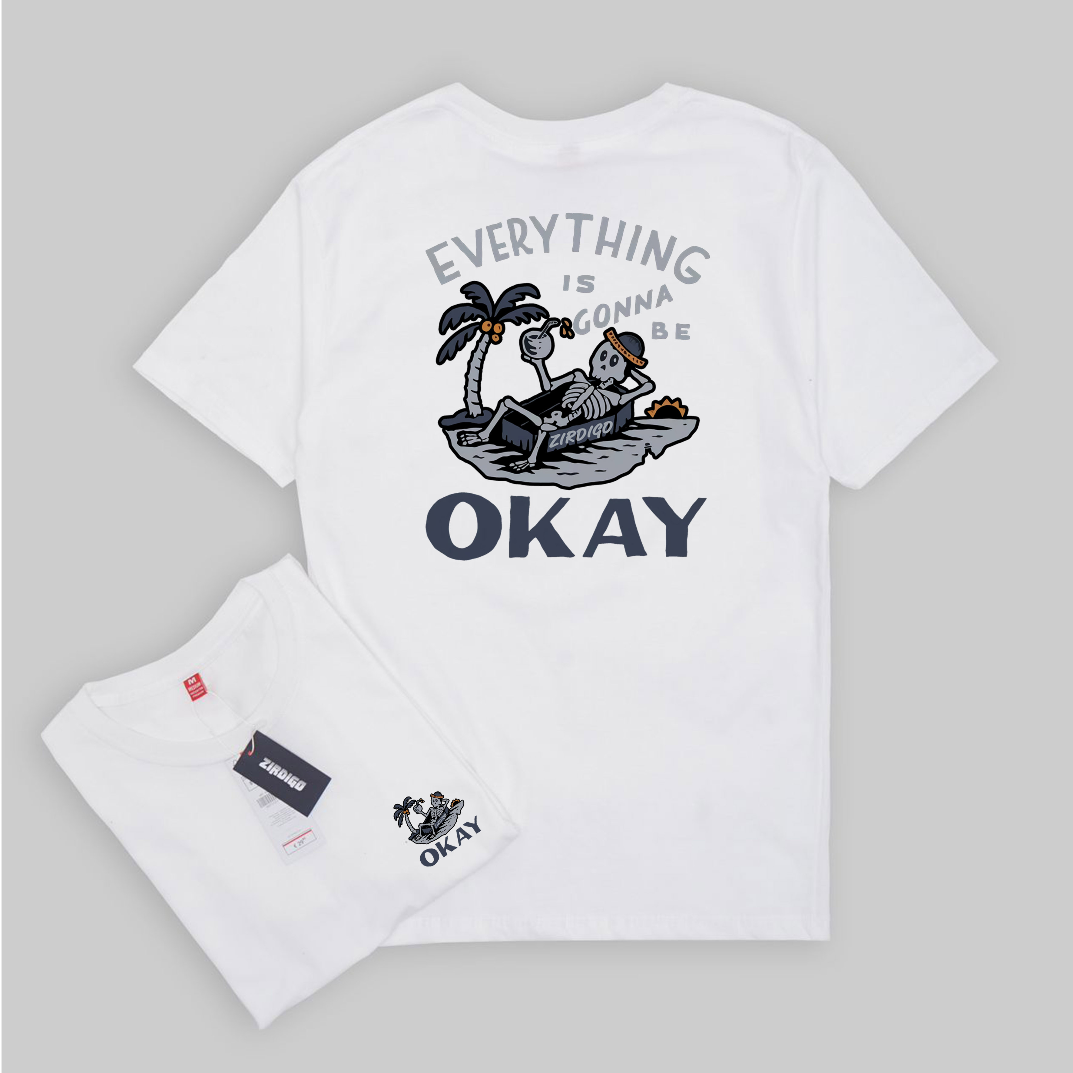 Zirdigo Kaos Distro Everything Okay debe Lengan Pendek Print Quality Baju Pria