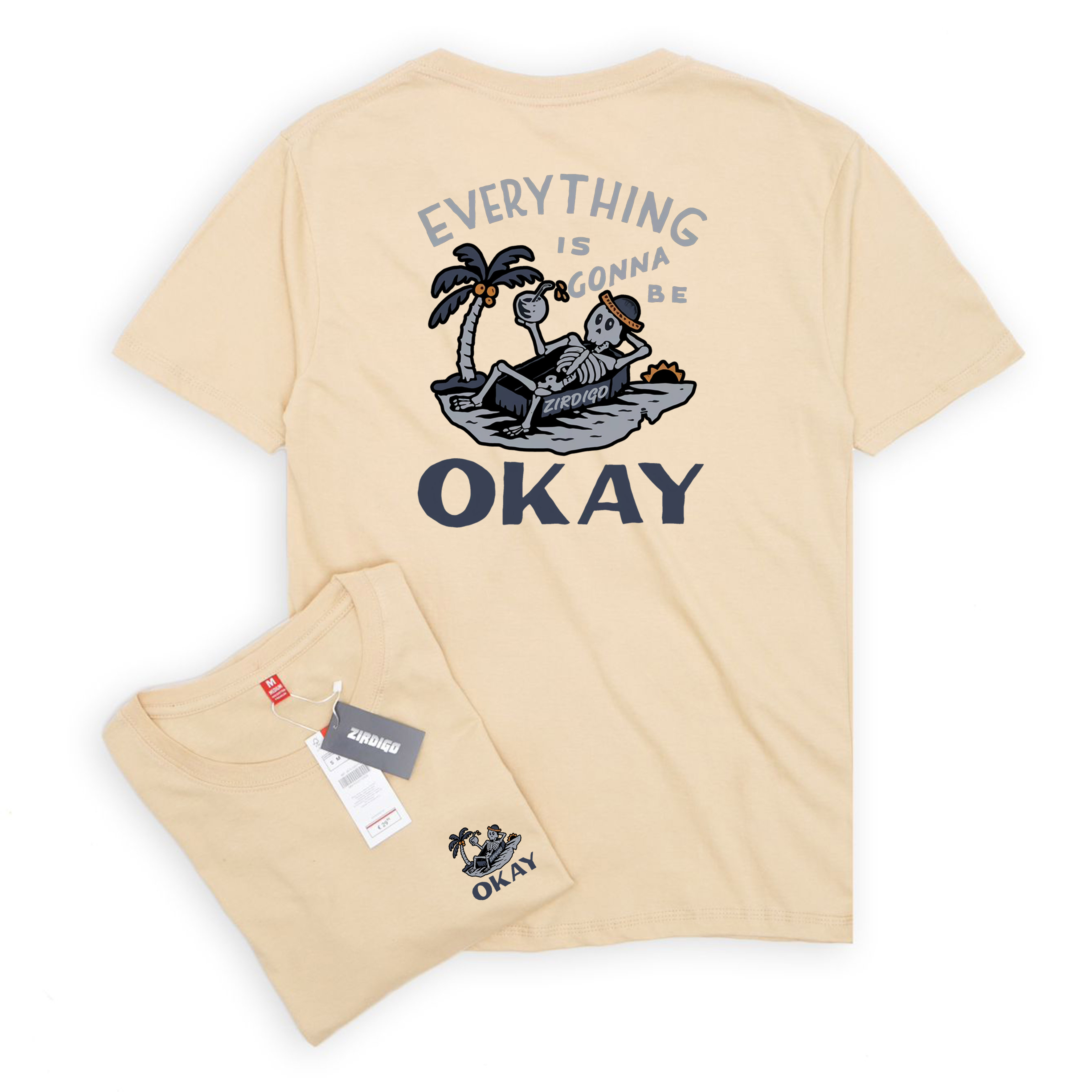 Zirdigo Kaos Distro Everything Okay debe Lengan Pendek Print Quality Baju Pria