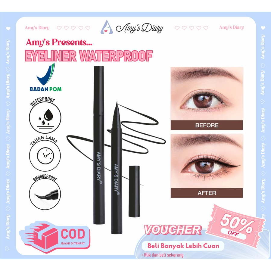 [PAKET HEMAT] Eye Set Makeup Amy's Diary 3 in 1 Maskara Eyeliner Eyeshadow 4 Warna