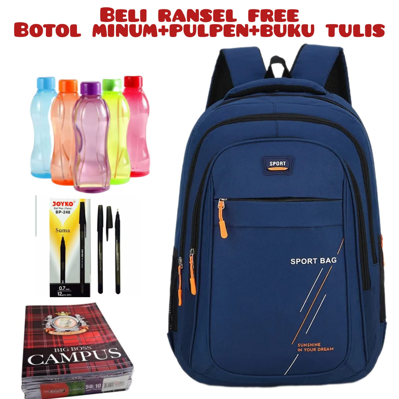 DT_Beli 1 Dapat 4 - DISTRO Klub New Arrival - Tas Ransel Laptop IAC Backpack Up to 14 inch - Tas Pria Tas Wanita Daypack Backpack Tas Laptop Acer Unisex Beli Ransel Free Botol Minum+Pulpen+Buku Tulis