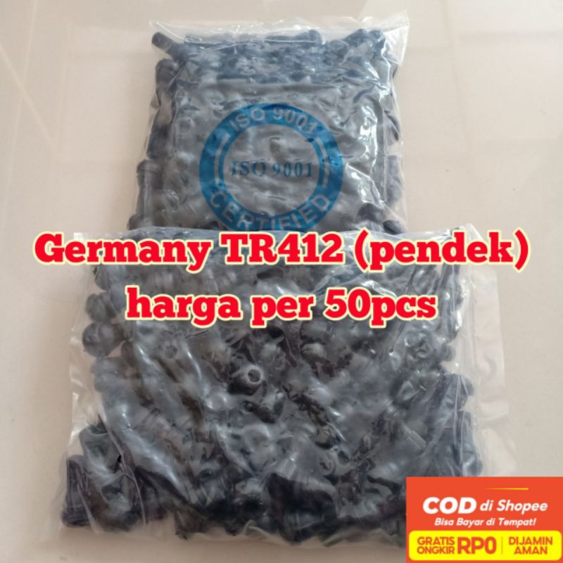 Pentil Tubeless Pendek TR412 Germany Quality - Cop Tubeless Motor - Pentil Karet - Pentil Tubeless Karet Isi 50pcs