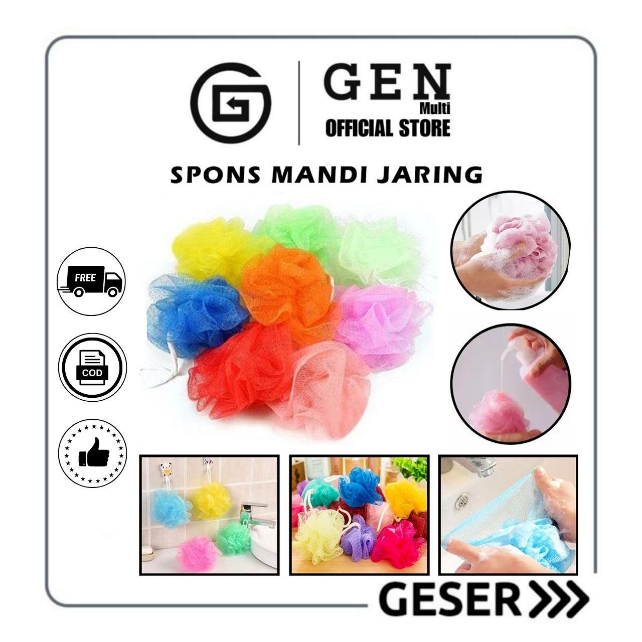 GEN - Spons Mandi Jaring / Spons Mandi Gosok / Sponge Mandi Shower Nett