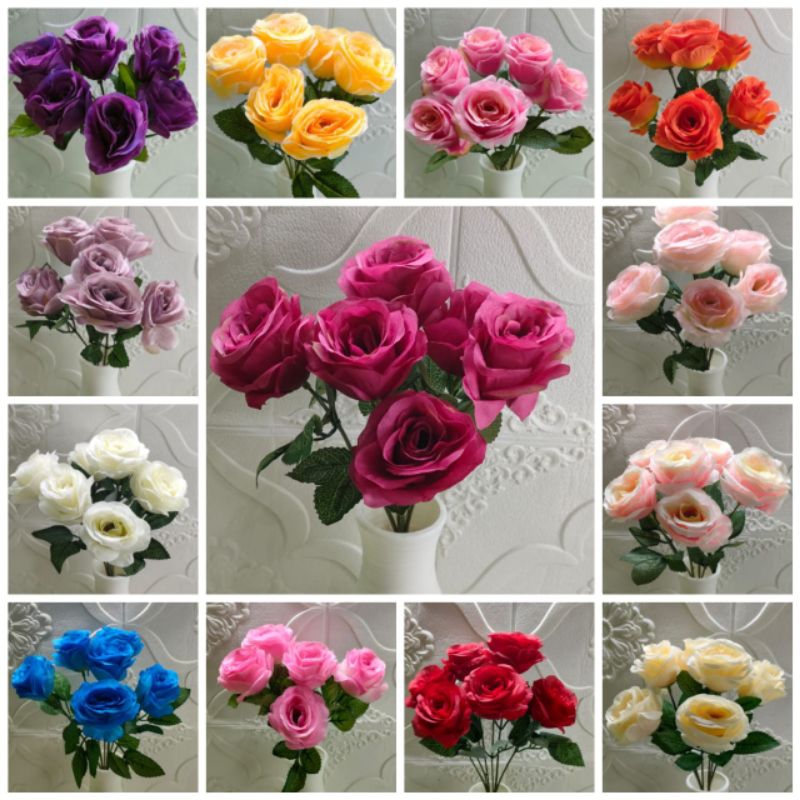 Rose tropis  mawar tropis x6 mawar buket mawar palsu grosir mawar