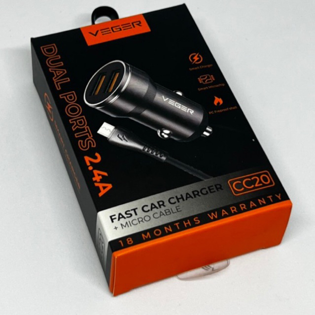 Car Charger Mobil Cc20 2port Usb-Hitam