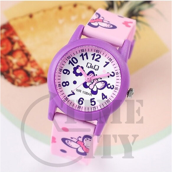 Q&amp;Q QNQ QQ ORIGINAL RUBBER BAND V22A Series Ready Jam Tangan Anak Anti Air CHEERFULL STYLE