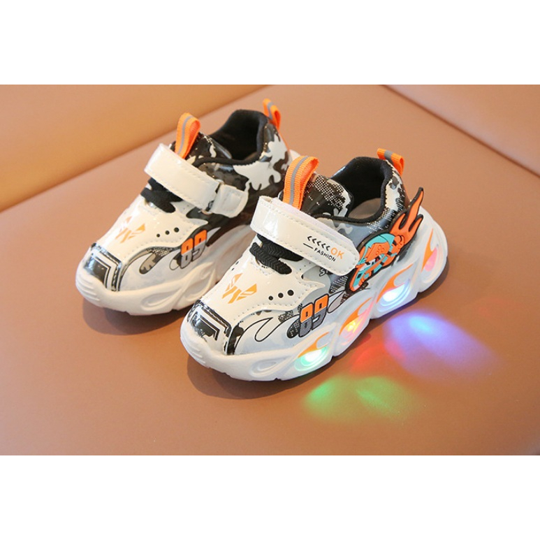 SEPATU ANAK LAKI-LAKI SNEAKER LAMPU LED SIZE 21-30 LED KIDS MODEL 89 IMPORT PREMIUM