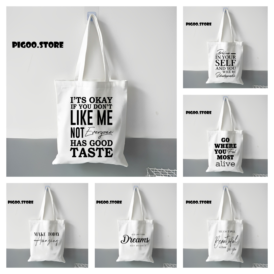 Tote Bag Kanvas bergambar motif Quotes Aesthetic / Tote Bag wanita / Tote Bag Pria / Tote Bag Aesthe