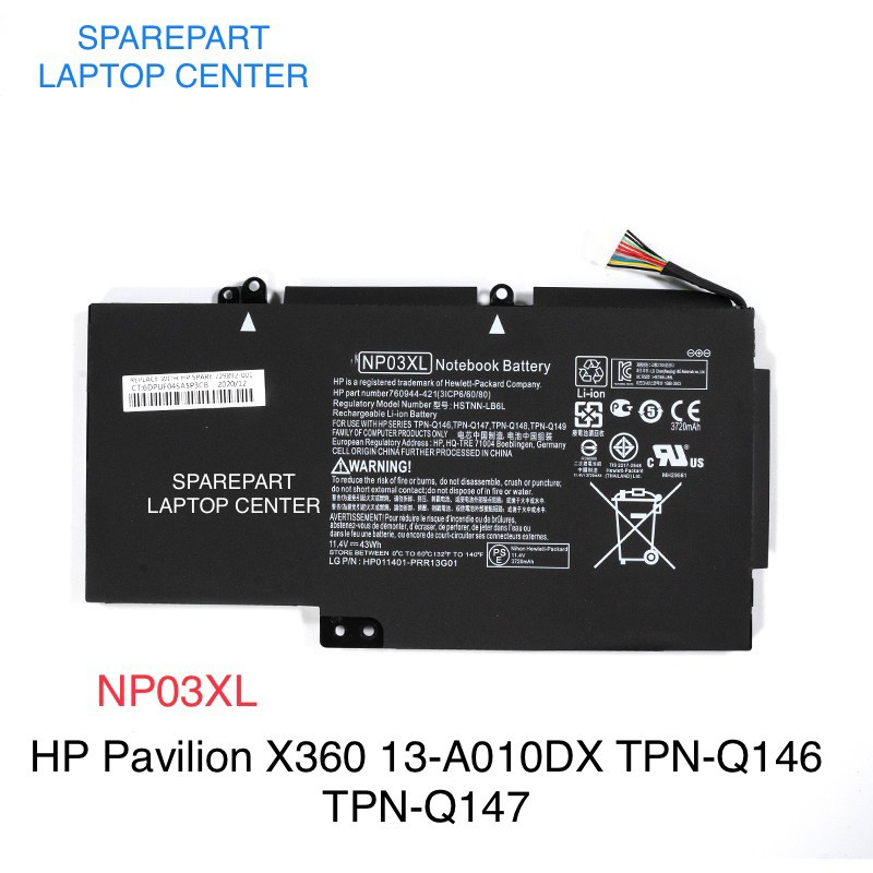 Original Baterai HP Pavilion X360 13-A010DX Np03xl HSTNN-LB6L TPN-Q146