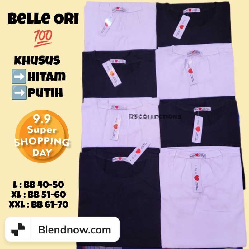 Kaos Belle Putih Polos Lengan Panjang Wanita Dewasa Original