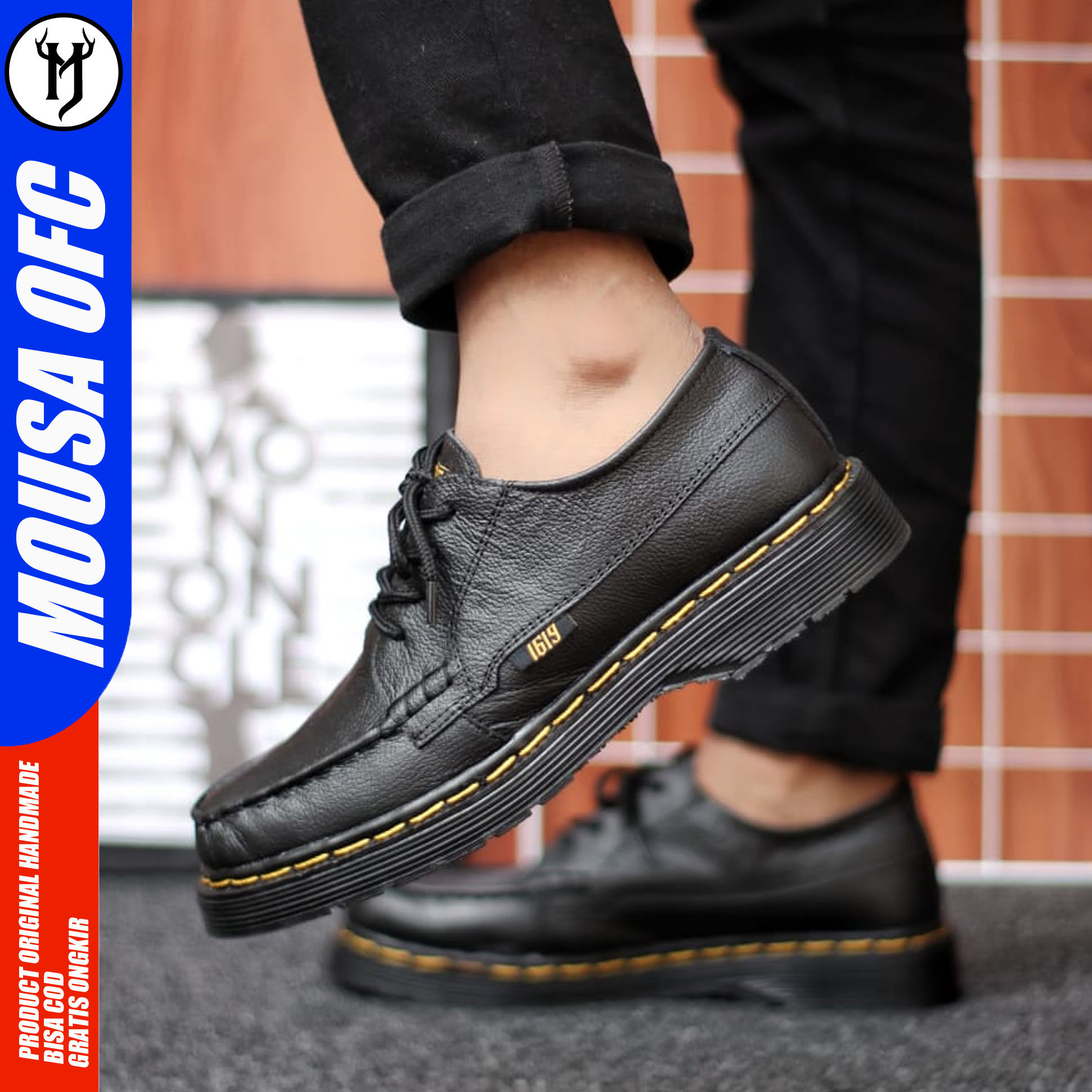 MOUSA Sepatu Docmart Kulit Pantofel Pria Kerja Sepatu Formal Low Boots Gloo