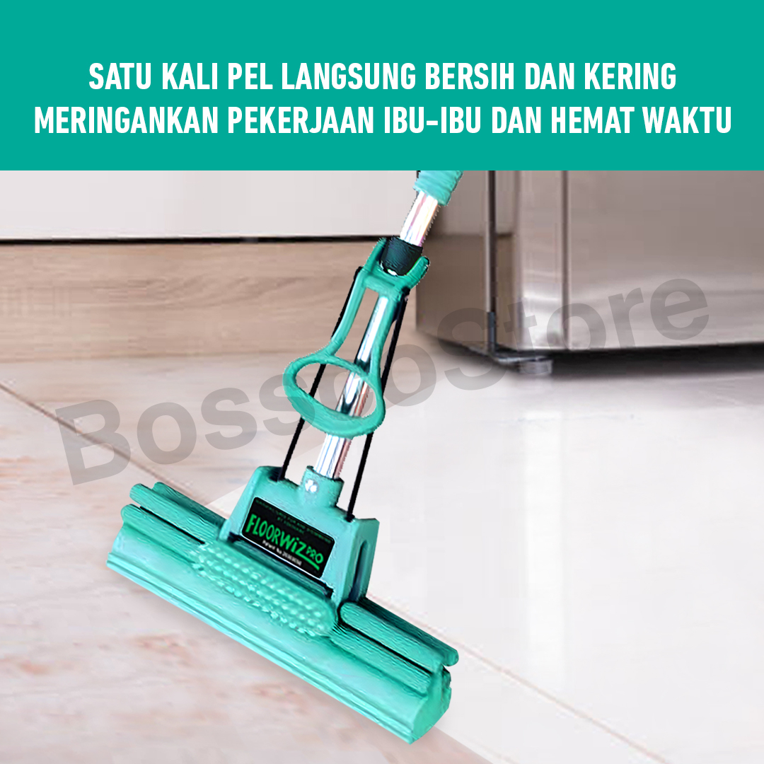 Floorwiz Pro Mop Alat Pel Lantai Sponge PVA Ber-Patent Kualitas Premium pel lantai spons karet floor mop pengering air pel pengering lantai sapu lantai sikat lantai mop lantai alat pembersih lantai alat pel lantai