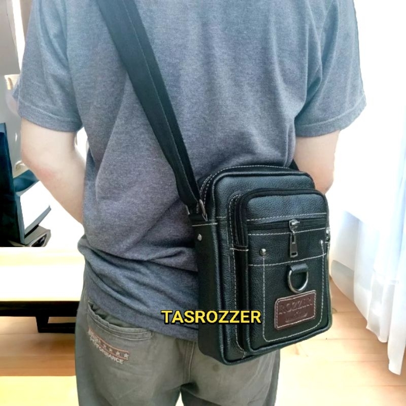 Tas selempang kulit asli Garut merk ROZZER RS6 tahan api