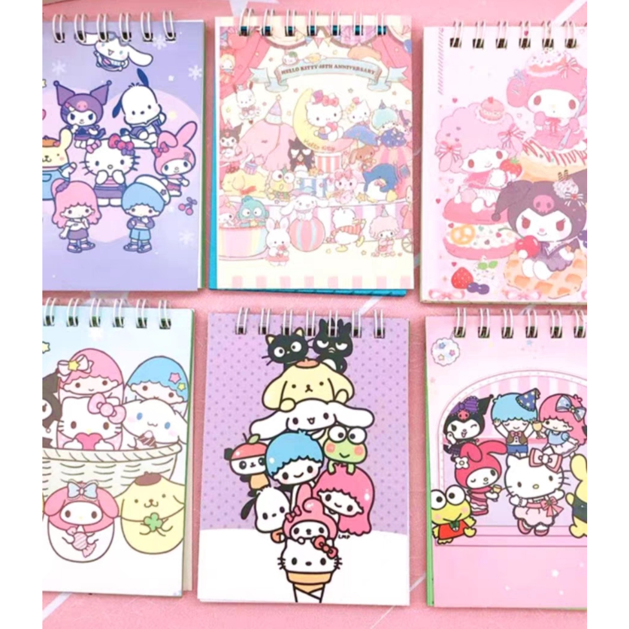 

Mini Spiral Notepad Notes Memo Cute Sarnio Sanryo Zanrio/ Buku Tulis Catatan Lucu (Moroll, Melody, Kurom, Pompompurin)