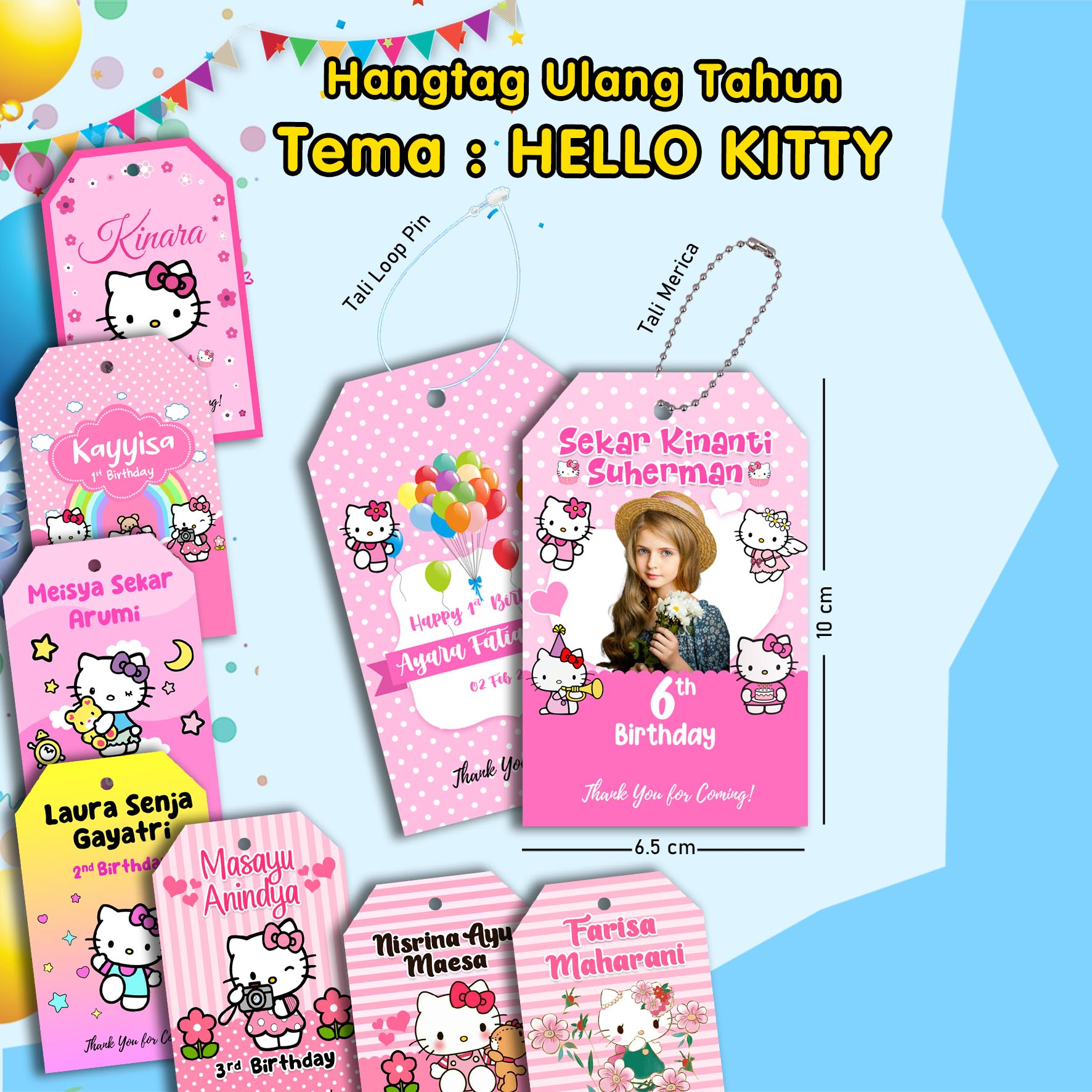 

alafaproject_id - 8 Pcs Hangtag Ulang Tahun Birthday Tema Hello Kitty Custom