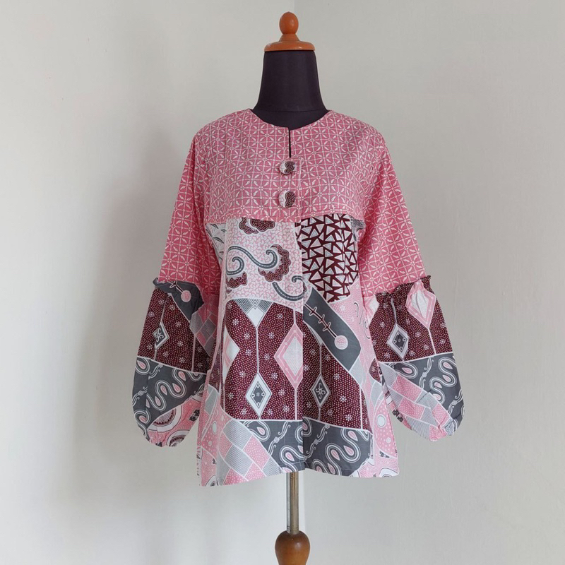 Blouse Motif Bunga Korean Style Lengan Balon Atasan Wanita Kemeja Oversize Basic Kasual Premium Bahan Katun Rayon Adem Miranda Batwink Baju Fashion Muslim Remaja Ootd Set Hijab Terbaru 2023 Kekinian Viral