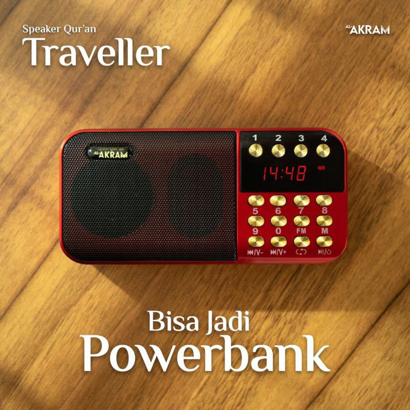 Speaker Murottal Alquran Al Akram Traveller Powerbank Murotal Al Quran Support USB Bluetooth Headset Radio FM