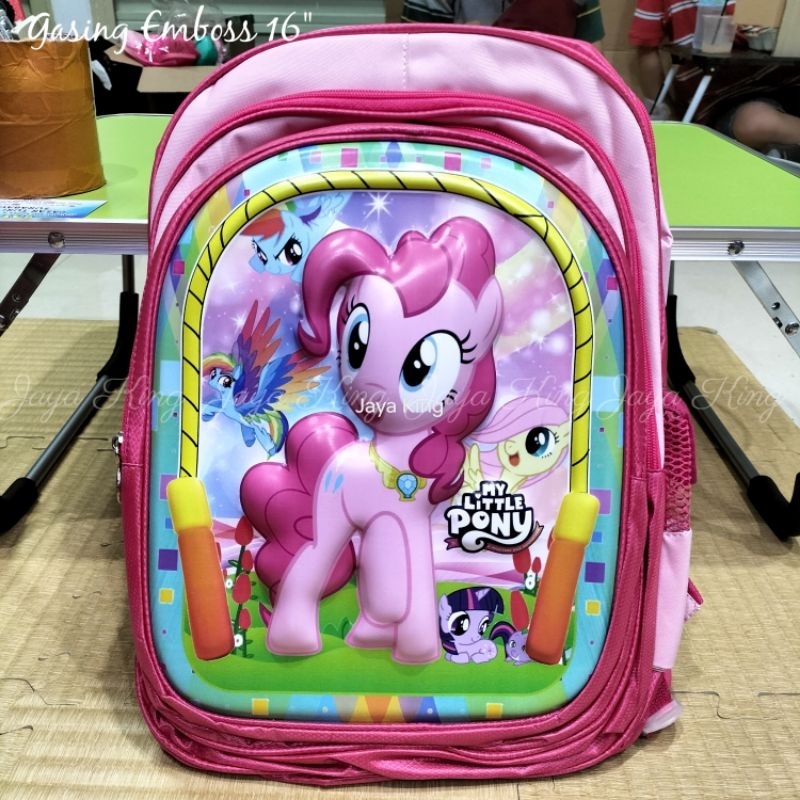 Ransel SD TK Gasing Kids 16 Inc Emboss Batok Karakter Tas Sekolah Besar Anak Perempuan HK Pony Unicorn