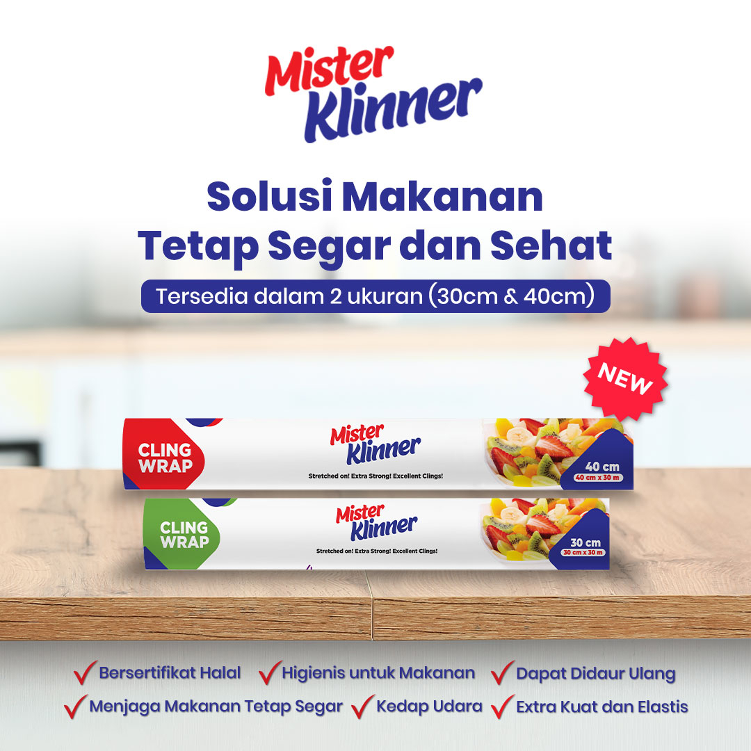 Mister Klinner Cling Wrap Plastik Lilit Pembungkus Makanan 30 meter x 30 / 40 cm