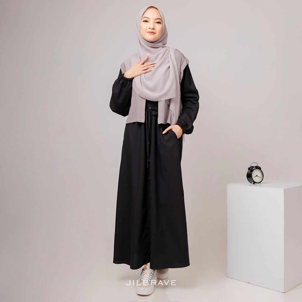 Mahila Basic Dress 2.0 BY Jilbrave - Gamis Remaja - Dress Syar'i Kekinian - Dress Simple Minimalist 