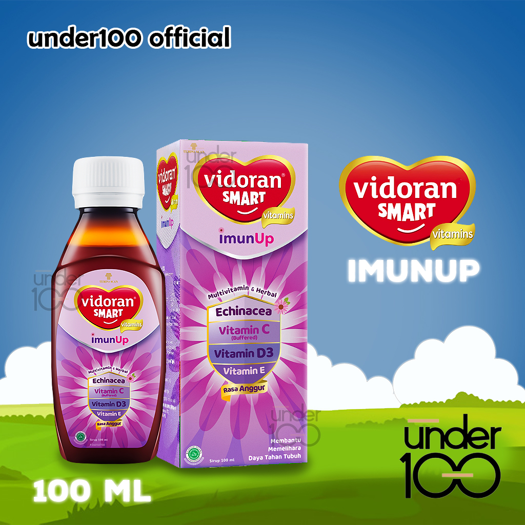 ❤ Under100 ❤ Vidoran Smart Vitamins Syrup ImunUp Rasa Anggur | Frugie Rasa Jeruk | Rasa Strawberry 100ml | HALAL BPOM
