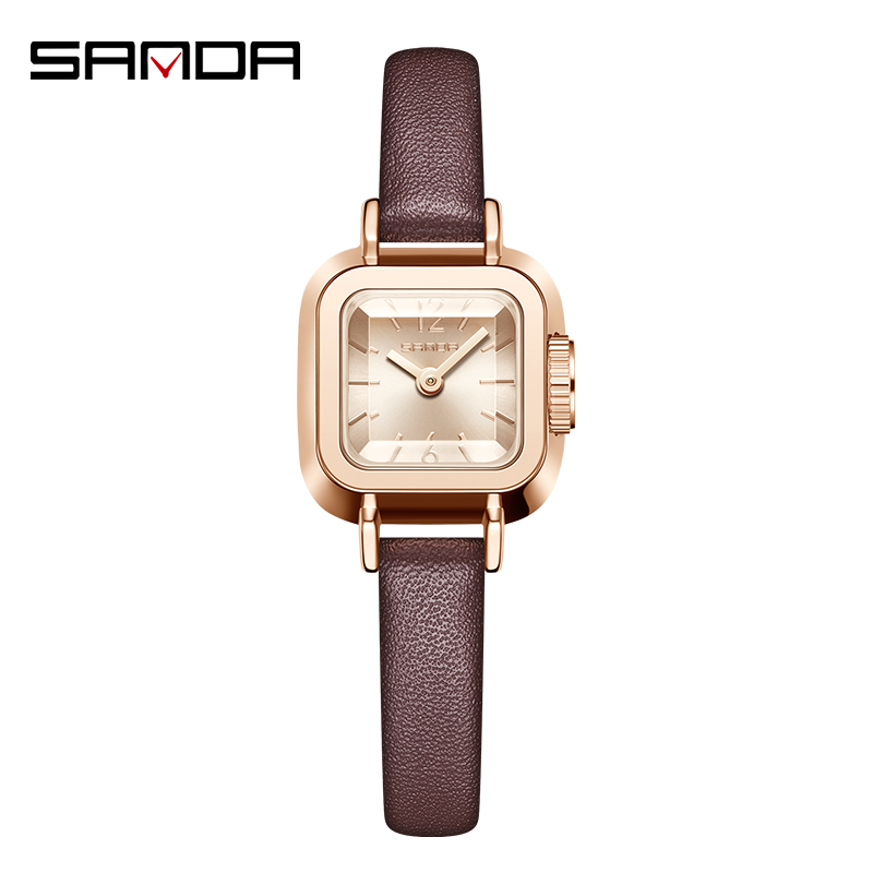 SANDA 1117 Jam Tangan Wanita Analog Retro Style Tali Kulit Quartz WATCHKITE WKOS