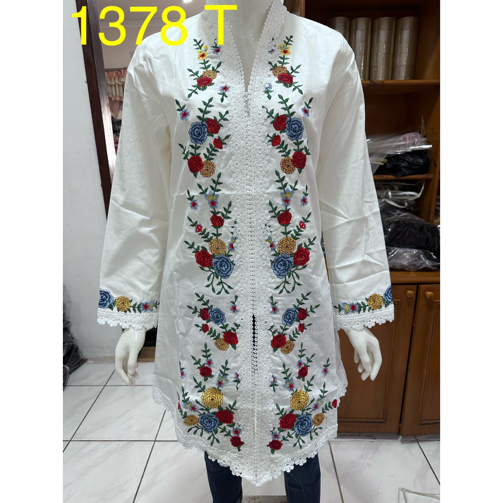 1378T kebaya tunik bordir premium kombinasi brukat /tunik alexuez