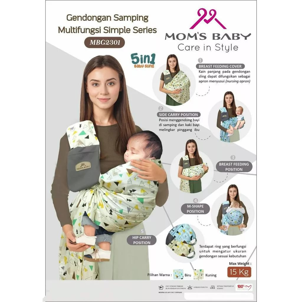 Mom's Baby Gendongan Bayi Samping Multifungsi (bisa untuk NewBorn) - MBG2301