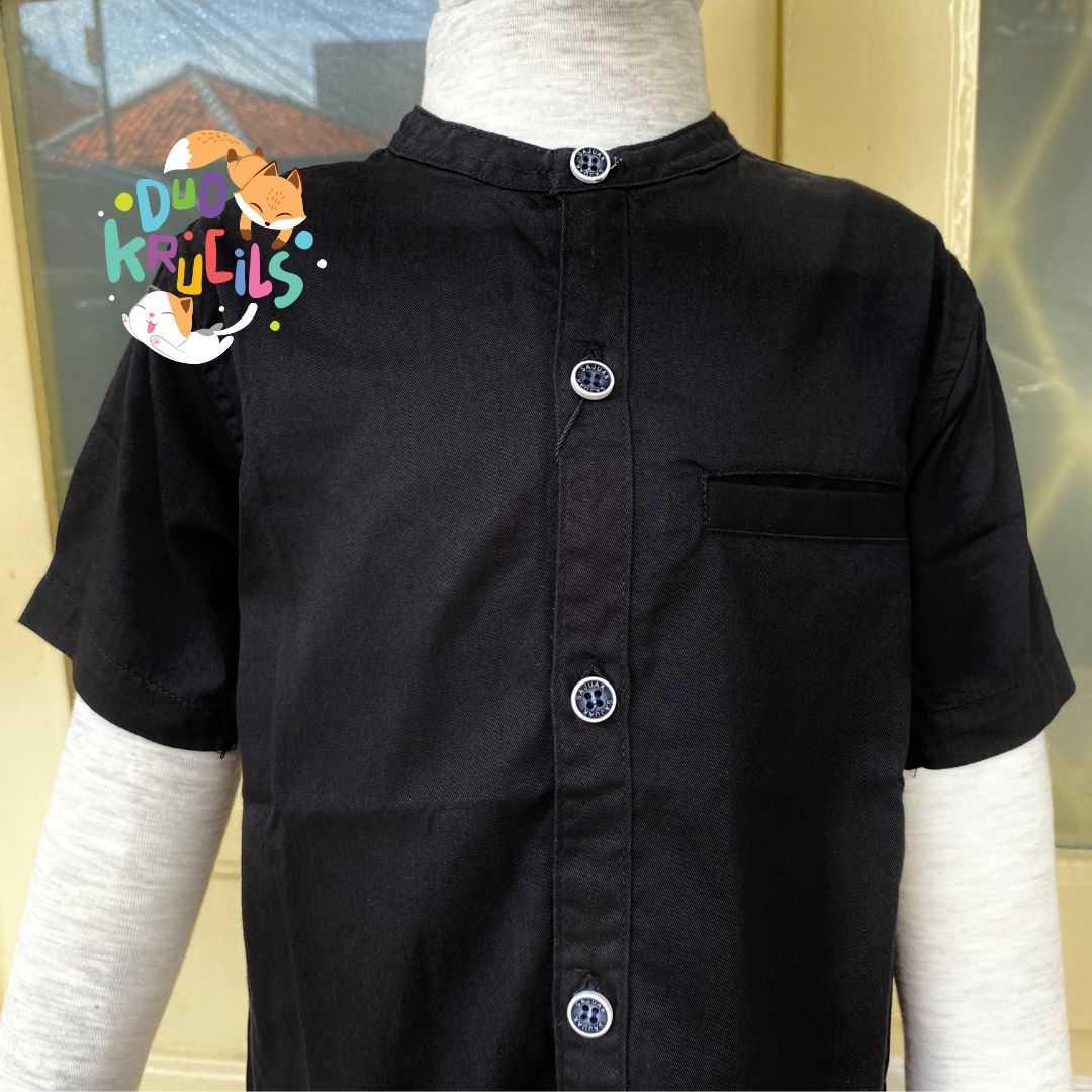 KEMKO kemeja koko Hitam polos anak dan dewasa bahan super premium by sajuak kids