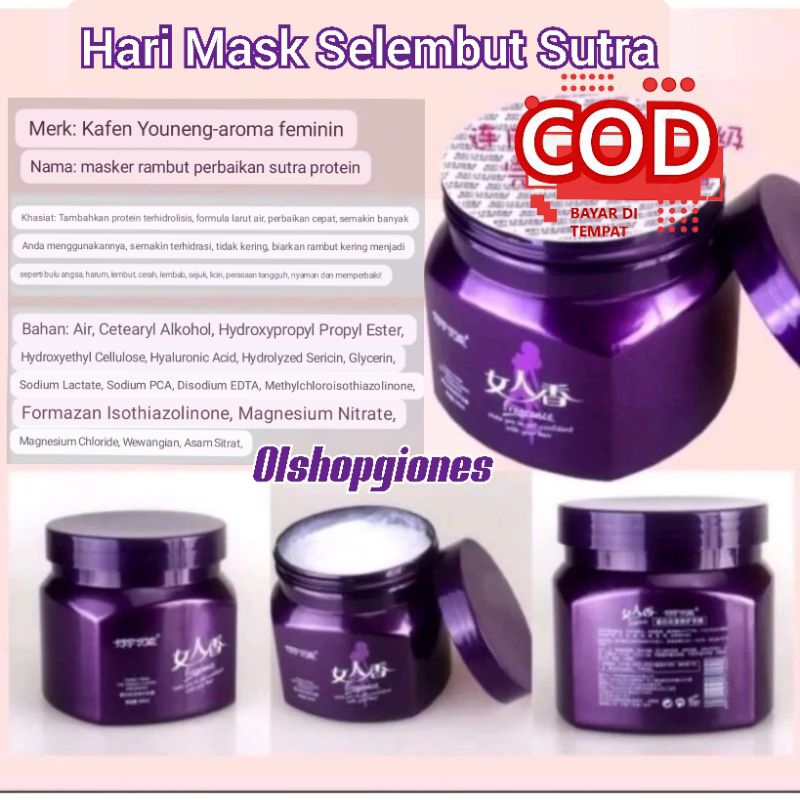 Hair Mask Zhiwubaoluo 500ml keratin Masker Rambut Rusak smooting &amp; color wangi spa cbd