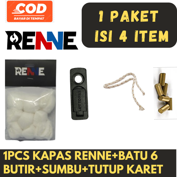 Renne Paket Kapas, Batu, Sumbu, Karet Penutup Insert Zippo, Zorro, Atau Korek Sejenisnya