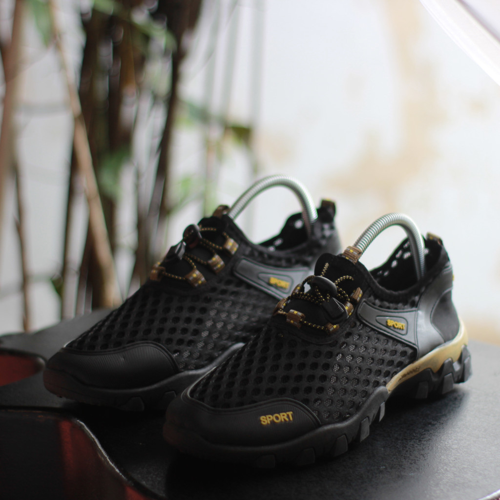 Leedoo Sepatu Hiking Pria Kasual Sepatu Sneakers Sepatu Gunung Outdoor Adventure Touring Shoes Hitam