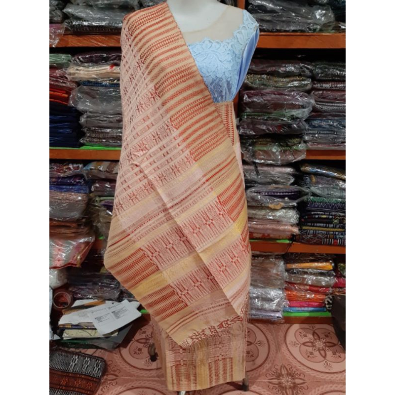 SONGKET PUCCA KLASIK BENANG 100 SARUNG PESTA WANITA SONGKET TARUTUNG PUTIH PINK SONGKET PENGANTIN BA