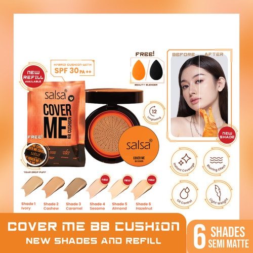 ☘️ CHAROZA ☘️ SALSA Cover Me BB Cushion - Semi Matte SPF 30 PA++ / Salsa Cushion / Full / Refill