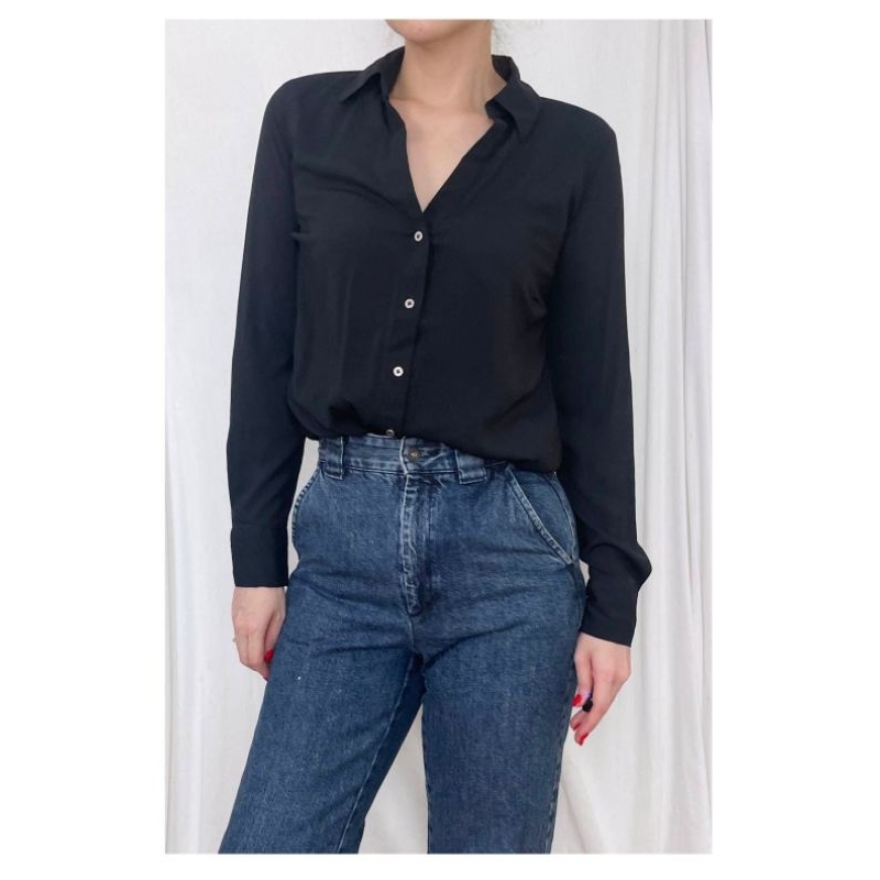 Cortelle black long sleeve button down shirt