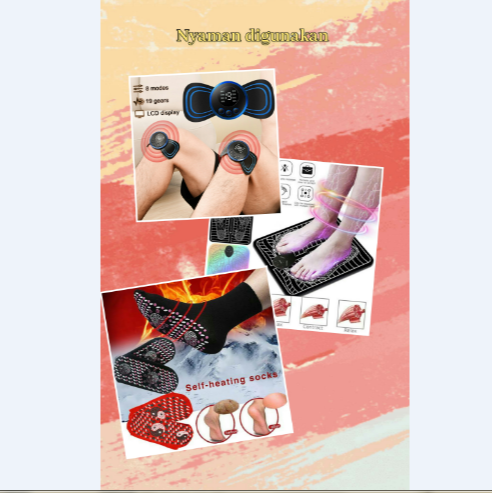 EMS alat pijat kaki Paket alat therapi kaki terapi kaki terapi leher terapi badan EMS foot massager recharge foot pad