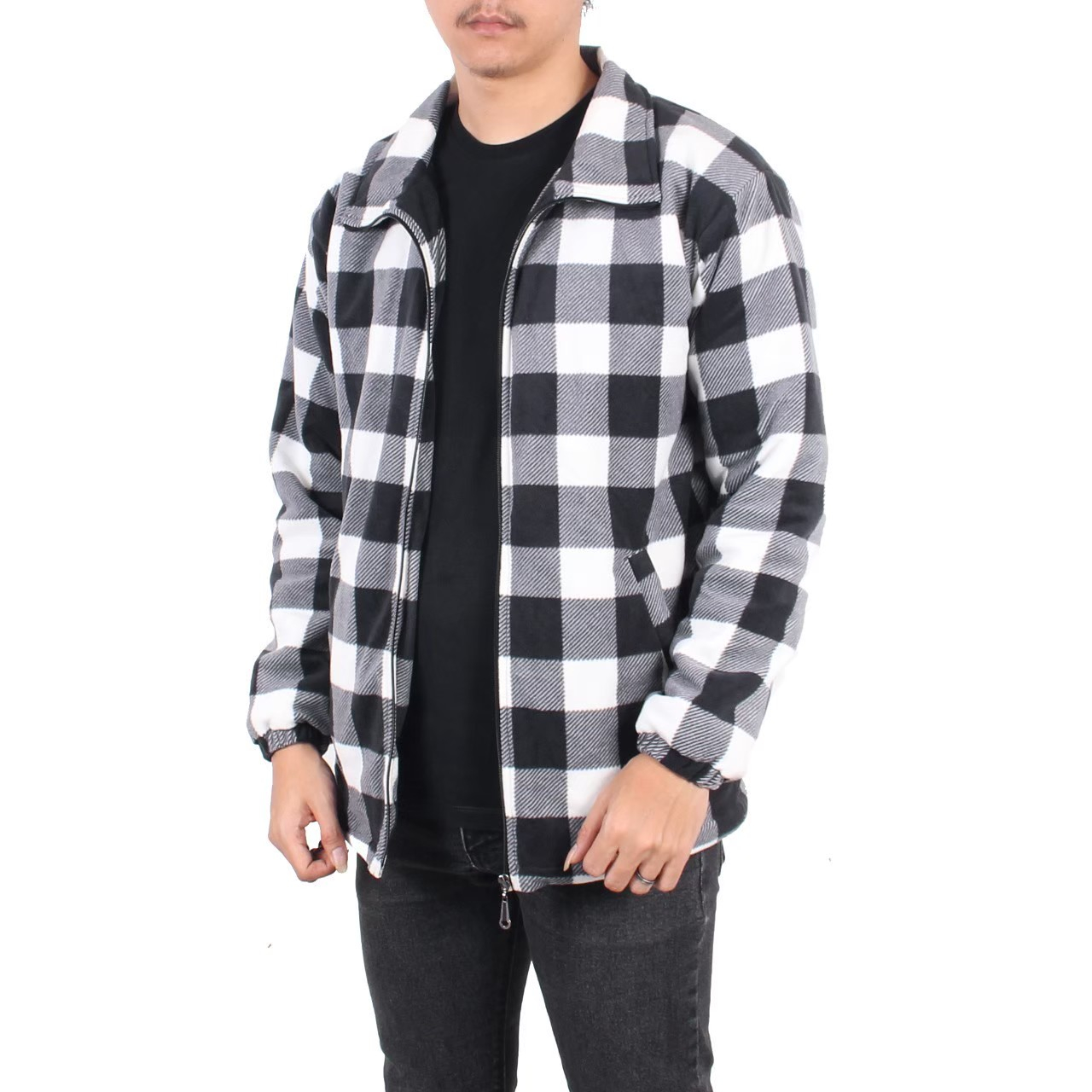 JAKET HARRINGTON POLAR 01 - JAKET PLAID SHIRT - JAKET TARTAN PRIA - JAKET KOTAK KOTAK - JAKET DAKRON QUILTING PRIA ORIGINAL INDIGO - JAKET HANGAT PRIA - JAKET PRIA