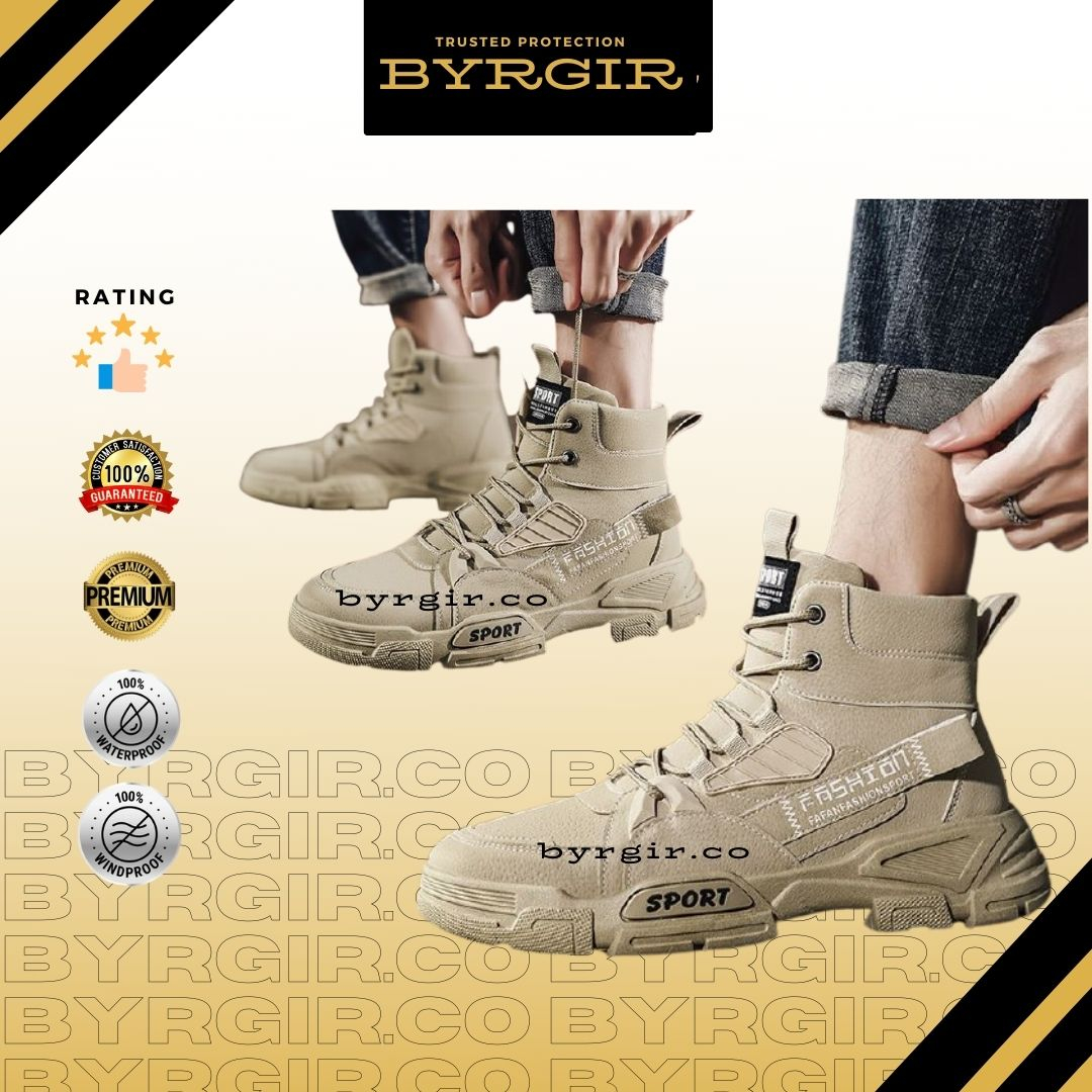 BYRGIR Sepatu Outdoor Casual Pria Sport Fashion Boots Tinggi Keren Travel Mendaki Gunung