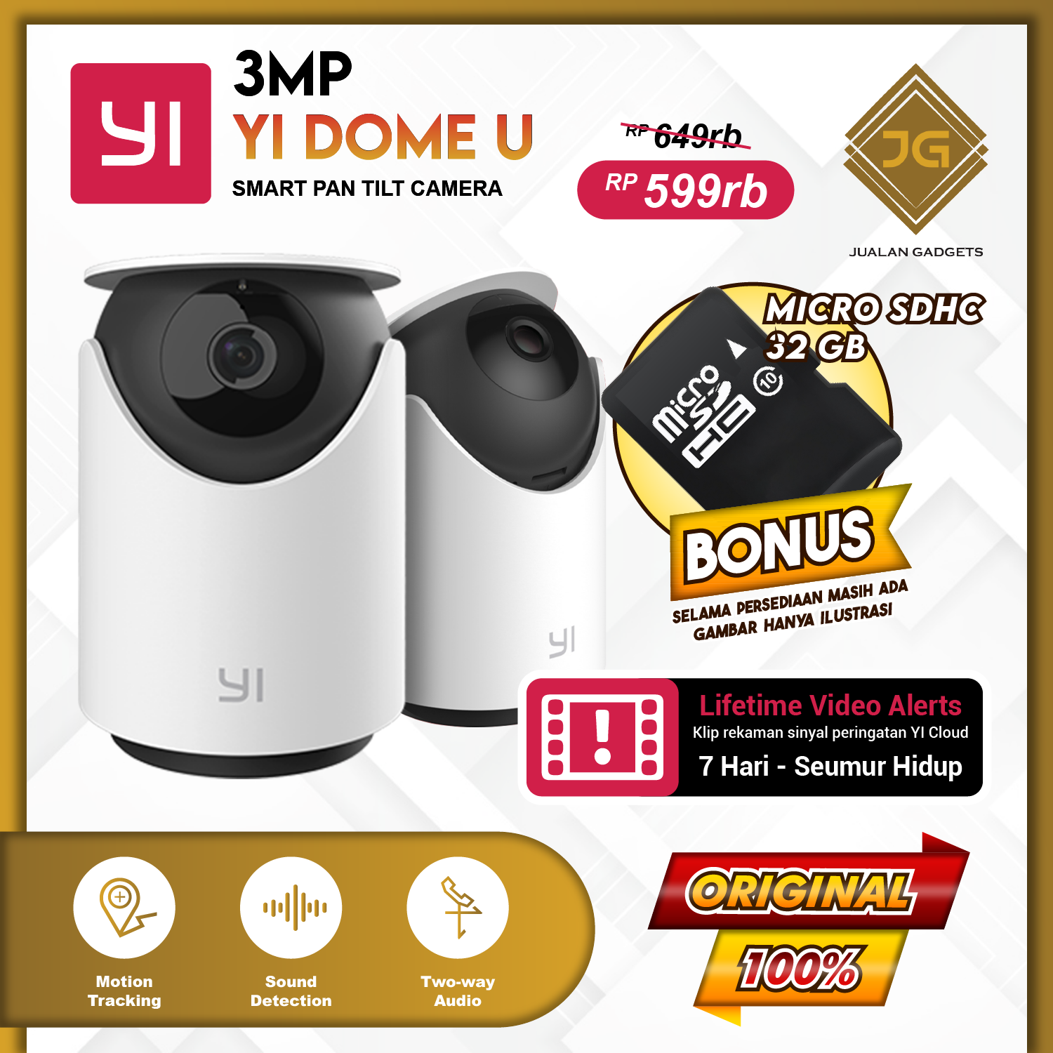 CCTV HD 1296P Yi Dome Camera U Xiaoyi Full HD International Version - Garansi Resmi