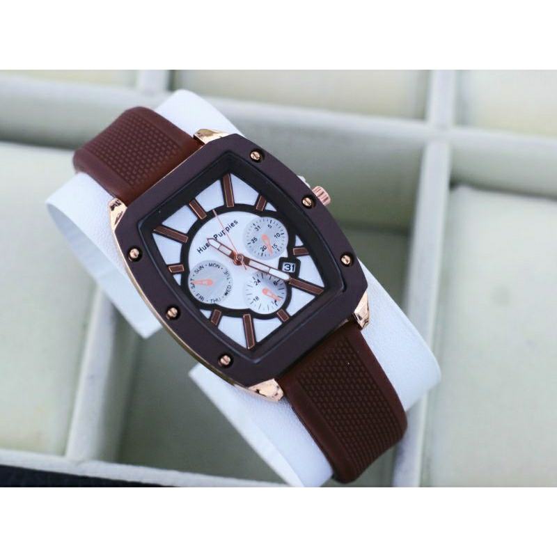 Cod Jam Tangan Wanita Hush Puppies Rubber Tgl Aktif Dm 3Cm / Jam Tangan Fashion Wanita Import