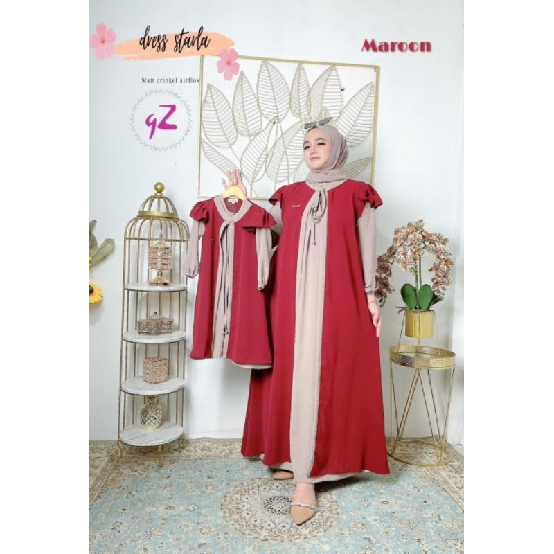 Gamis/Dress Starla Crincle couple ibu dan anak ORI Gwenza