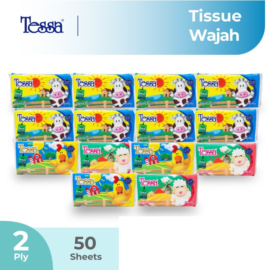 Tisu Tessa 50 Sheets 2 ply TP11 sheet / Tissue Travel Pack Facial 50 sheet / Tisu wajah 50s 2ply lembut aman di kulit