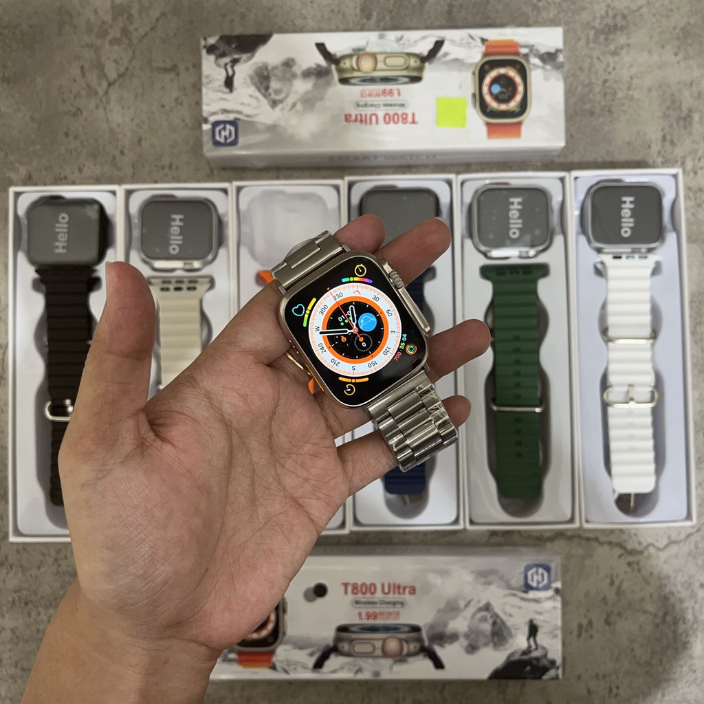 Smartwatch Series ULTRA + 2 Strap Stainless 3 LINK Jam Tangan Series 5 Premium Quality Bisa Custom Foto ULTRA