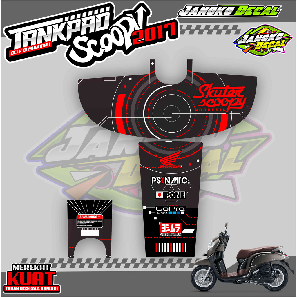 STRIPING STICKER VARIASI SCOOPY PELINDUNG DASHBOARD TANKPAD STICKER SCOOPY 2017 - 2018
