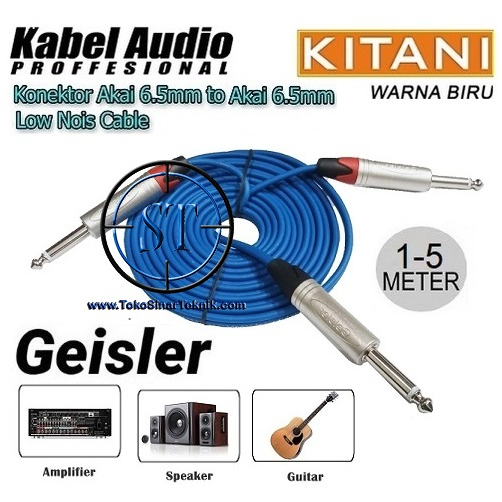 Kabel Audio KITANI Twin Blue Jack Akai Mono Geisler to Akai Mono Dual Cabang 6.5mm 2-1 Full Tembaga Panjang 1-5meter