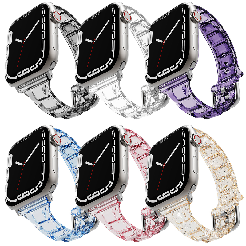 Apple Watch Transparent Air Bag Strap iWatch Series 8 7 6 SE 5 4 3 2 1 Glitter Colorful Band