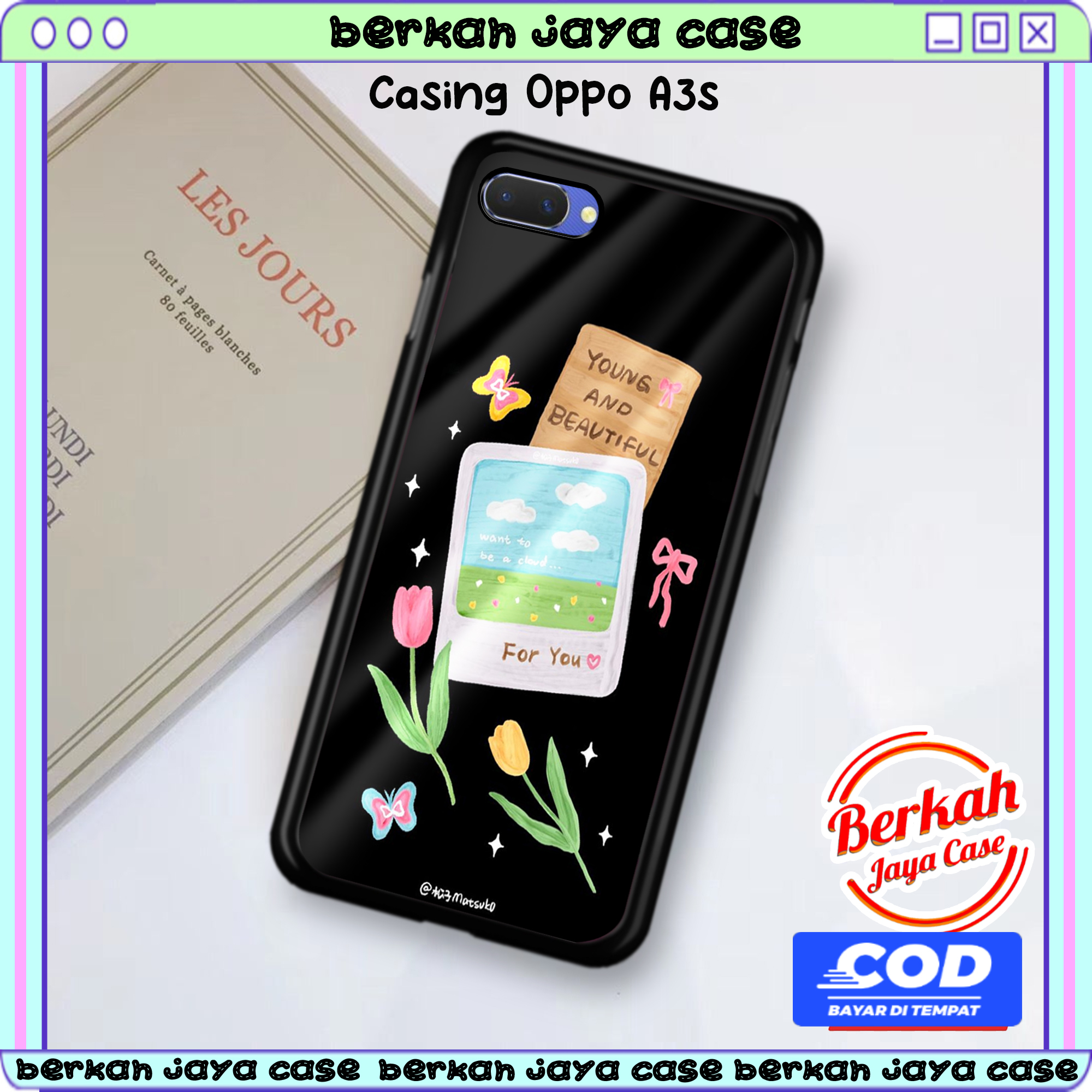 Case hp oppo a3s casing oppo a3s berkah case motif [CUTE BLACK 01] case glossy Case Aesthetic terbar